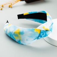 Korean New Simple Mixed Color Hair Band Chiffon Fabric Printed Wide Side Knotted Hair Accessories Wholesale Nihaojewelry main image 3