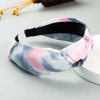 Korean New Simple Mixed Color Hair Band Chiffon Fabric Printed Wide Side Knotted Hair Accessories Wholesale Nihaojewelry main image 4