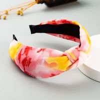 Korean New Simple Mixed Color Hair Band Chiffon Fabric Printed Wide Side Knotted Hair Accessories Wholesale Nihaojewelry main image 5