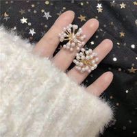 S925 Silver Needle Korean Simple Pearl Flower Fashion Earrings Wholesale Nihaojewelry main image 4