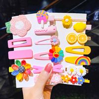 Korean  Children's Hair Clip Head Rope Set Candy Color Hairpin Side Clip Duckbill Clip Wholesale Nihaojewelry main image 4