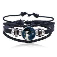 Luminous Gemstone Woven Korea Twelve Constellation Leather Bracelet Nihaojewelry sku image 7