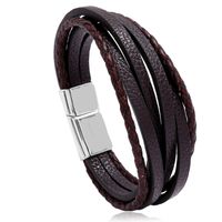 Hot-selling Accessories Multi-layer Simple Woven New Magnet Buckle Men's Leather Bracelet Nihaojewelry sku image 1