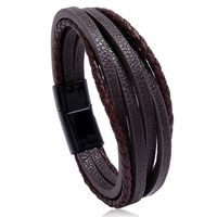 Hot-selling Accessories Multi-layer Simple Woven New Magnet Buckle Men's Leather Bracelet Nihaojewelry sku image 3