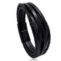 Hot-selling Accessories Multi-layer Simple Woven New Magnet Buckle Men's Leather Bracelet Nihaojewelry sku image 4