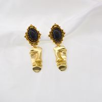 Baroque Minimalist Abstract Face Earrings French Retro Earrings Wholesale Nihaojewelry sku image 1