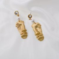 Baroque Minimalist Abstract Face Earrings French Retro Earrings Wholesale Nihaojewelry sku image 2