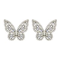 925 Silver Needle Zircon Micro-inlaid Butterfly Earrings Sweet Three-dimensional Butterfly Earrings Wholesale Nihaojewelry sku image 1