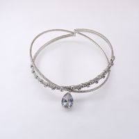 Simple Design Choker Card Rhinestone Collar And Thin Clavicle Chain Delicate Necklace Wholesale Nihaojewelry sku image 1