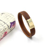 Fashion Brown Microfiber Bilateral Stitching Leather Simple Bracelet Wholesale Nihaojewelry sku image 1