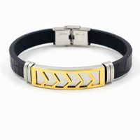 Studenten Schmuck Personal Isierte Zweifarbige Edelstahl-titans Tahl Armbänder Herren All-match-mode-leder Armbänder sku image 2