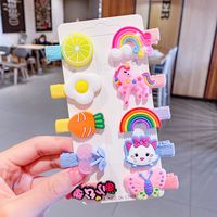 Korean Children's Hairpin Set Cloth-covered Hairpin Duckbill Clip Cartoon Side Clip Wholesale Nihaojewelry sku image 3
