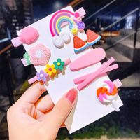 Korean  Children's Hair Clip Head Rope Set Candy Color Hairpin Side Clip Duckbill Clip Wholesale Nihaojewelry sku image 3