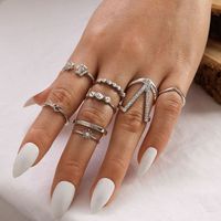 Fashion Popular Flower Love V-shaped Diamond Ring Multi-piece Wholesale Nihaojewelry sku image 3