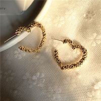 925 Silver Needle New Fashion Simple Metal Love Peach Heart Geometric Earrings Wholesale Nihaojewelry sku image 2