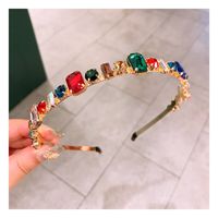 Korean Retro Opal Rhinestone Wild Thin Rod Non-slip Hairpin Wild Comfortable Hair Hoop sku image 3