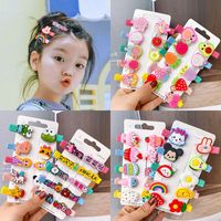 Korean Children's Hairpin Set Cloth-covered Hairpin Duckbill Clip Cartoon Side Clip Wholesale Nihaojewelry main image 1