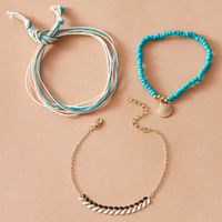 New Anklet Set Creative Cord Braided Rice Bead Shell Scallop Anklet 3 Piece Set main image 3