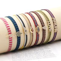 Contrasting Color Pattern Bohemia Retro Webbing Diamond Alloy Bracelet For Women Nihaojewelry main image 4