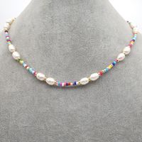 Fashion Retro Baroque Natural Pearl Ethnic Color Rice Bead Clavicle Necklace Wholesale Nihaojewelry main image 4