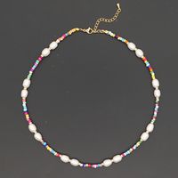 Mode Rétro Baroque Perle Naturelle Couleur Ethnique Perle De Riz Collier Clavicule En Gros Nihaojewelry main image 5