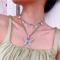 Fashion Creative New Glass Rhinestone Multilayer Necklace Simple Butterfly Necklace Wholesale Nihaojewelry main image 1