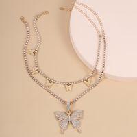 Fashion Creative New Glass Rhinestone Multilayer Necklace Simple Butterfly Necklace Wholesale Nihaojewelry main image 4