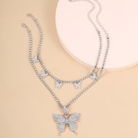 Fashion Creative New Glass Rhinestone Multilayer Necklace Simple Butterfly Necklace Wholesale Nihaojewelry main image 5