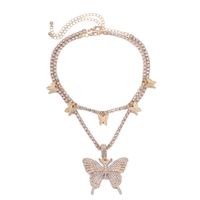 Fashion Creative New Glass Rhinestone Multilayer Necklace Simple Butterfly Necklace Wholesale Nihaojewelry sku image 1