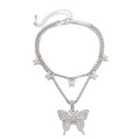 Fashion Creative New Glass Rhinestone Multilayer Necklace Simple Butterfly Necklace Wholesale Nihaojewelry sku image 2