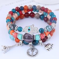 Bohemian Fatima's Eye Anchor Elephant Alloy Resin Beaded Multi-element Bracelets main image 9