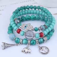 Bohemian Fatima's Eye Anchor Elephant Alloy Resin Beaded Multi-element Bracelets main image 6