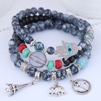 Bohemian Fatima's Eye Anchor Elephant Alloy Resin Beaded Multi-element Bracelets sku image 4