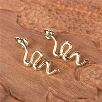 New  Snake-shaped  Animal Earrings Plating Real Gold Earrings Wholesale Nihaojewelry main image 4