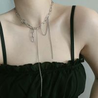 Diseño Coreano Cadena Gruesa Borla Larga Collar De Cadena De Clavícula Corta Para Mujer main image 6