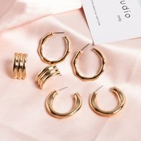 Korean New Retro C-shaped Earrings Fashion Trend Style Alloy Creative Semicircular Earrings Wholesale Nihaojewelry main image 2