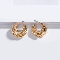 Korea Metal Hammered Simple Cool Style Earrings Wholesale Nihaojewelry main image 3