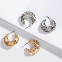 Korea Metal Hammered Simple Cool Style Earrings Wholesale Nihaojewelry main image 4