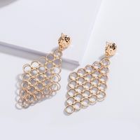 New Korean Geometric Diamond Honeycomb Circle Earrings Exaggerated Earrings Wholesale Nihaojewelry main image 1