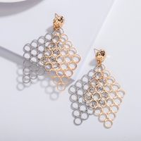 New Korean Geometric Diamond Honeycomb Circle Earrings Exaggerated Earrings Wholesale Nihaojewelry main image 3