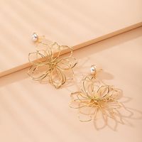 Korea Creative Design Earrings Artificial Pearls Exaggerated Flower Earrings Wholesale Nihaojewelry main image 3