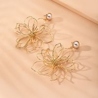 Korea Creative Design Earrings Artificial Pearls Exaggerated Flower Earrings Wholesale Nihaojewelry main image 4