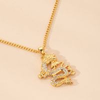 Fashion New Retro Dragon-shaped Diamond Niche Clavicle Chain Necklace For Women main image 3