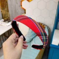 The New Style Of College Style Headband Simple And Cute Plaid Fabric Press Hair Headwear Wholesale Nihaojewelry main image 4