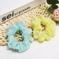 Korea New Lattice Nail Pearl Color Bright Hair Scrunchies Wholesale Nihaojewelry main image 6