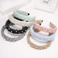 New  Lace Mesh Nails Pearl Wide-brimmed Headband Wholesale Nihaojewelry main image 6