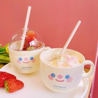 Korean Straw Cup Portable Cup Plastic Mug Cute Water Cup Breakfast Milk Cup For Women main image 5