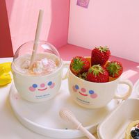Korean Straw Cup Portable Cup Plastic Mug Cute Water Cup Breakfast Milk Cup For Women main image 6