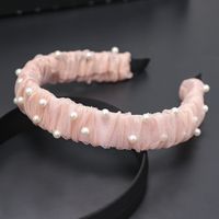 New  Lace Mesh Nails Pearl Wide-brimmed Headband Wholesale Nihaojewelry sku image 1
