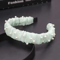 New  Lace Mesh Nails Pearl Wide-brimmed Headband Wholesale Nihaojewelry sku image 2